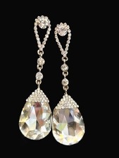 Ohrringe Neu Gablonz Kristall Tropfen sinnlich auffallend besonders 7cm 80er WOW
