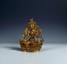 Grüne Tara Buddha Figur – Feuervergoldete Bronze – Nepal – Buddhistische Göttin