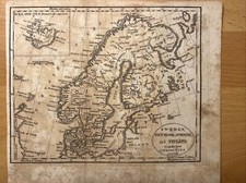 Original Antik Landkarte Karte Sweden Antiquarian Kupferstich Engraving Norway