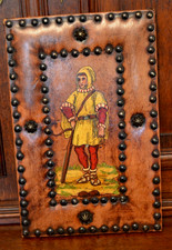 Lederbild mit Malerei mit