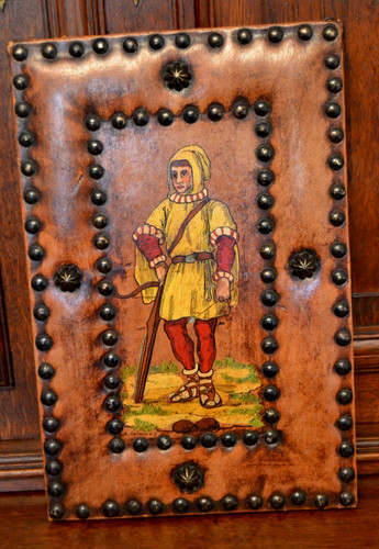 Lederbild mit malerei - lederbild,