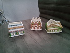 Partylite Just Dessert Village Trio 3 Häuser Keramik glasi.  gebraucht Neuwertig