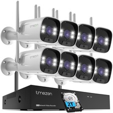 TMEZON 3MP WLAN FUNK Überwachungskamera NVR IP Audio Kameras Nachtsicht 2TB HDD