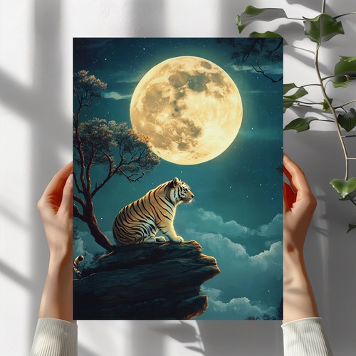 Tiger bei vollmond - tiger,