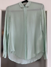 Zara Bluse Hemd 100% Seide Mint Grün Hellgrün Nieten 34/XS