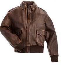 Flieger A-2 Fliegerjacke Distressed Braun Echt Rindsleder Bomberjacke