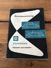 Betriebsanleitung Bedienungsanleitung VW Käfer Limousine Und Cabriolet 8/1961