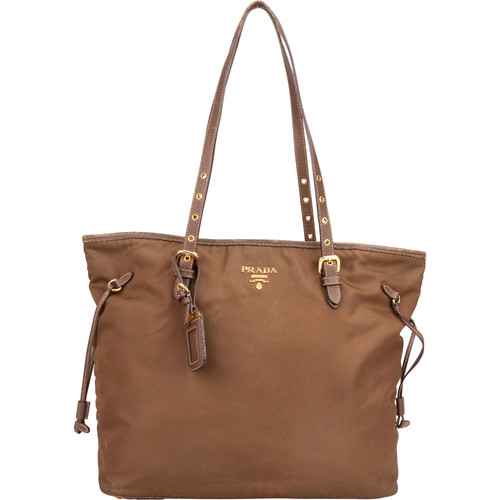 Prada brown nylon shopper bag - prada,