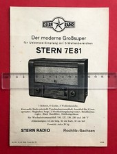 Bedienungsanweisung STERN RADIO Rochlitz um 1950 STERN 7E81 Großsuper  ( F20612