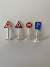 Lego Straßenschilder: Baustelle, Vorfahrt, Stop, Parken 300m