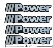 4x Power  Satz-Logo  Emblem auf Lautsprechern und Cockpit , Aluminium 