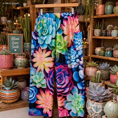 Damen sommerhose blumen - l,