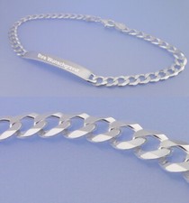 Echt 925 Silber GRAVUR ID Panzer Armband Gravurplatte 19 cm Länge / 30 x 5,8 mm