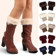Damen Winter Strickmanschetten Fell für Stiefel Stulpen Socken Beinwärmer Wärmer