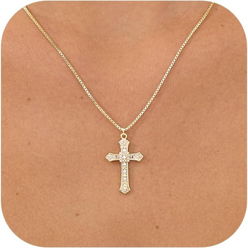 Kreuz kette damen - kreuz, gold