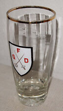 Emailliertes Glas 0,5 L FGD Fechter-Gilde ? mit Degen und Florett im Wappen SEPP