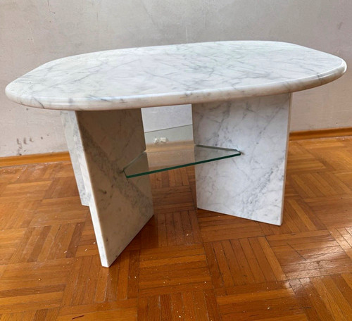Ovaler couchtisch marmoriert - couchtisch,