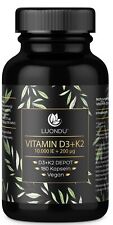 Vitamin D3 10.000 I.E + K2 MK7 200 mcg Depot Hochdosiert - 180 Vegane Kapseln