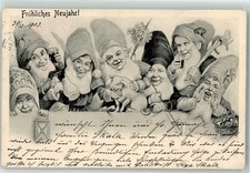 13958500 - 7 Zwerge Hufeisen Korb mit Pilz Schwein Neujahr