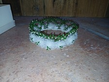 Hochzeitschmuck Brautkrone Krönchen Krone Schleier Vintage Retro weiß grün