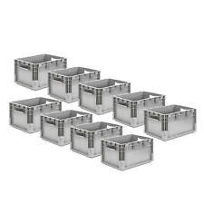 9er Set SSI Schäfer EuroBox ELB 4220 grau 40x30x22 cm Stapelbox Stapelbehälter 