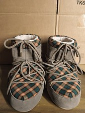 Original Moon Boot Schneestiefel für Damen /Kinder 36 Nylon/ Wildleder kariert 