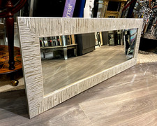 Blanca Ganzkörper Wandspiegel Holz weiß silber abgeschrägt 132x53cm Metall Befestigung