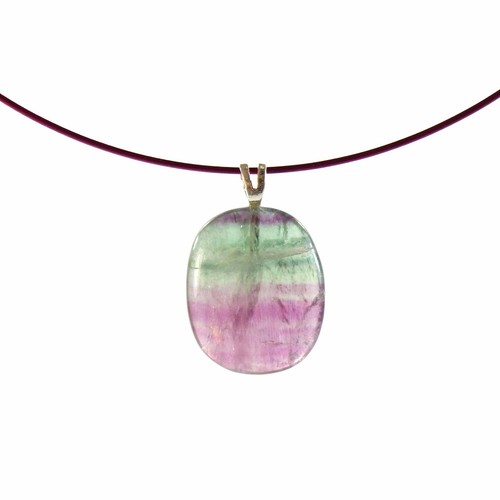 Fluorit anhänger flach oval - fluorit,