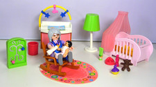 PLAYMOBIL aus 70210 Babyzimmer Bett Baby Oma Schaukelstuhl Teppich Lampe Zub. #1