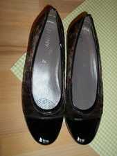 Jenny Ballerina schwarz Größe 7.5 PISA-Sport Lackleder & Leomuster **NEU**