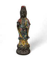 Guan Yin Bronze Figur China Bodhisattva Skulptur Buddha Kwayin Statue chinesisch