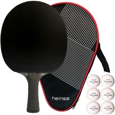 heinsa Profi Tischtennisschläger Carbon "black edition" mit extra Tasche & Bälle