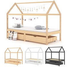 Kinderbett mit Schubladen Lattenrost Holz Kinder Bettgestell Hausbett Spielbett