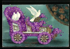 Präge-AK Weiße Tauben im