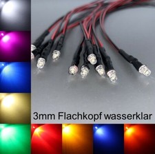 verkabelt 3mm LEDs Flachkopf