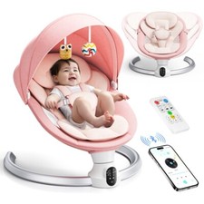 Elektrische Wippe Babywippe Schaukel Wiege USB mit Musik & Fernbedienung Rosa DE
