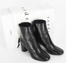 Sandro Sacha Damenschuhe Eu 36/ UK 3.5 Leder Stiefel Heel Reißverschluss Schwarz