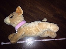 TCM TCHIBO Tschibo Kuscheltier HUND liegt Hellbraun rosa Halsband Silbernes Herz