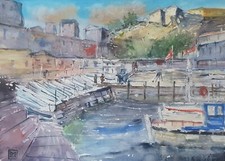 Bild - Aquarell - Port - Hafen