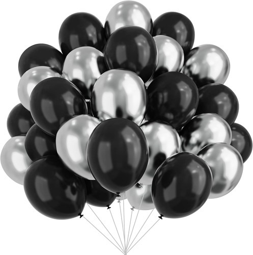 Luftballons schwarz silber - luftballons,