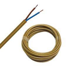 5m PVC Schlauchleitung H03VVH2-F 2x0,75 in Gold Flach Kabel Kupfer Strom Leitung