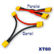 2x Adapter SET XT60 Seriell + Parallel Stecker 12AWG Kabel Lipo Akku Serie Y RC