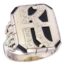 Ring Monogramm Onyx 333er Rot- und Gelbgold  Antik ca. 1920-25