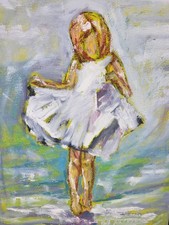 Ölbild Kind Kleid Gemälde