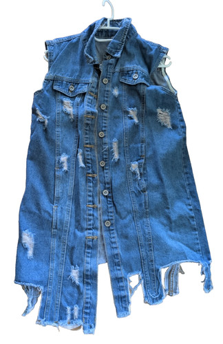 Desy lange jeans weste - jeans,