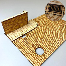Steinmauer mit Weg und Straße 1:35 - Laser Cut Bausatz aus Holz zum selberbauen
