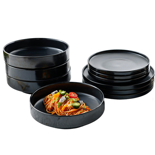 Schwarze teller set - schwarze, teller-set
