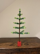 Grüner Gänsefeder Weihnachtsbaum 30 cm hoch Vintage / Antik