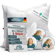 Daunenkissen 80x80 3-Kammer Kopfkissen aus 100% Daunen & Federn 2er SET B-Ware!