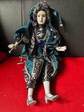 Venezianische Sammlerpuppe Harlekin Deko Puppe  Pierrot  Clown Porzellan - 46 cm